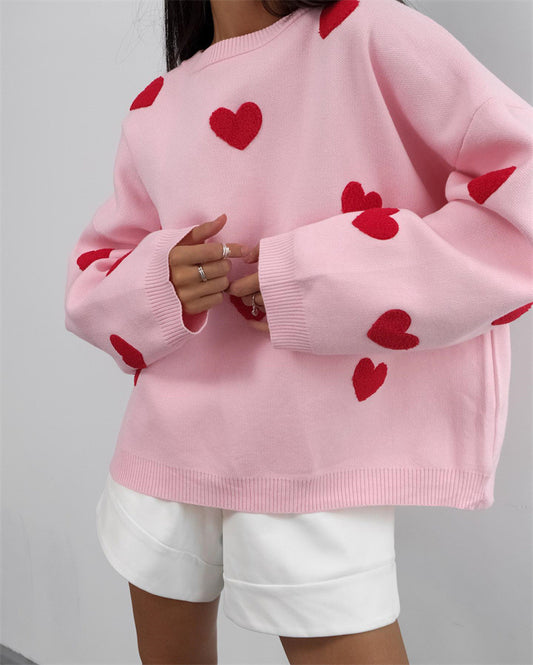 Heart-shaped Long Sleeve Sweater.