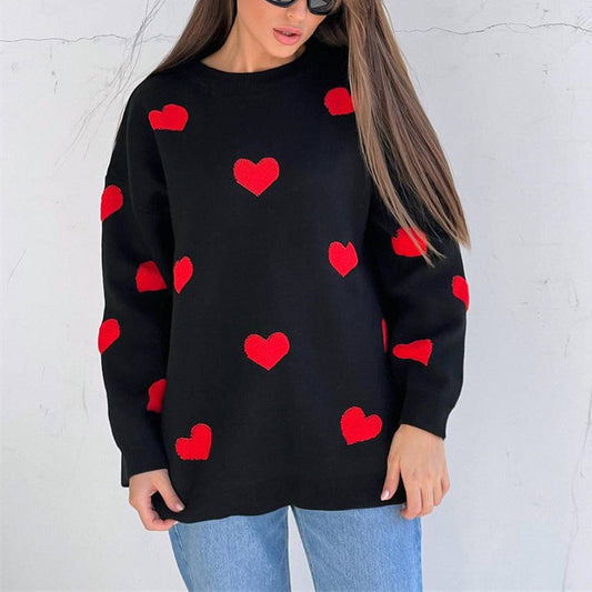 Heart-shaped Long Sleeve Sweater.