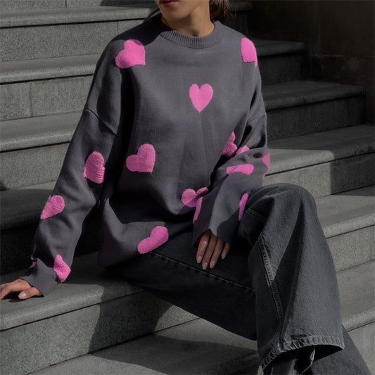 Heart-shaped Long Sleeve Sweater.