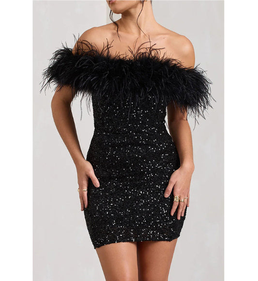 Strapless Feather Dress.